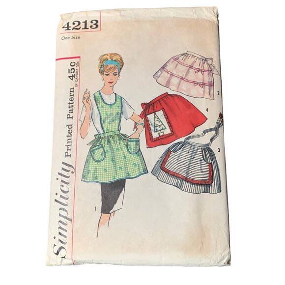 Vintage Simplicity Pattern 4213 Women's Apron One Size Fits All - Picture 1 of 2